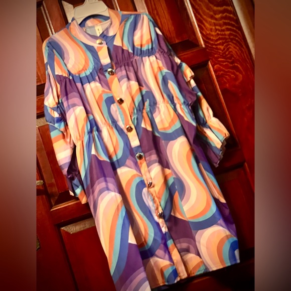 New NWT MADE IN ITALY purple orange blue babydoll dress or maternal tunic - Picture 2 of 13